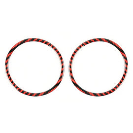 2 in 1 Car Carbon Fiber Door Horn Ring Small Size Decorative Sticker for Ford Mustang 2015-2020, Diameter: 8.3cm, Door Horn Ring (8.3cm)