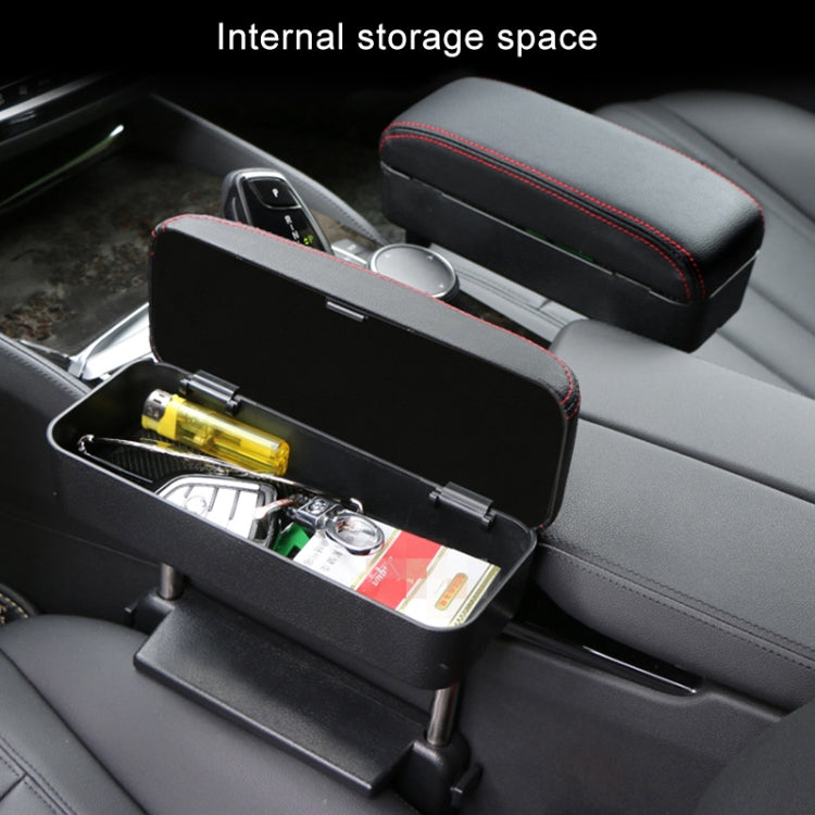 2 PCS Universal Car PU Leather Wrapped Armrest Box Cushion Car Armrest Box Mat with Storage Box, 2pcs(Beige), 2pcs(Brown), 2pcs(Black), 2pcs (Black Red), 2pcs(Black White), 2pcs(Grey)