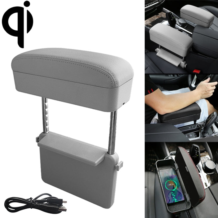 Universal Car Wireless Qi Standard Charger PU Leather Wrapped Armrest Box Cushion Car Armrest Box Mat with Storage Box, 1pc(Beige), 1pc(Brown), 1pc(Black), 1pc(Black Red), 1pc(Black White), 1pc(Grey)