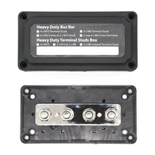 Load image into Gallery viewer, Max DC 48V 300A Heavy-Duty Module Design Bus Bar 4 M8 Terminal Studs Box Busbar for Car / RV / Boat, 300A
