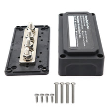 Load image into Gallery viewer, Max DC 48V 300A Heavy-Duty Module Design Bus Bar 4 M8 Terminal Studs Box Busbar for Car / RV / Boat, 300A