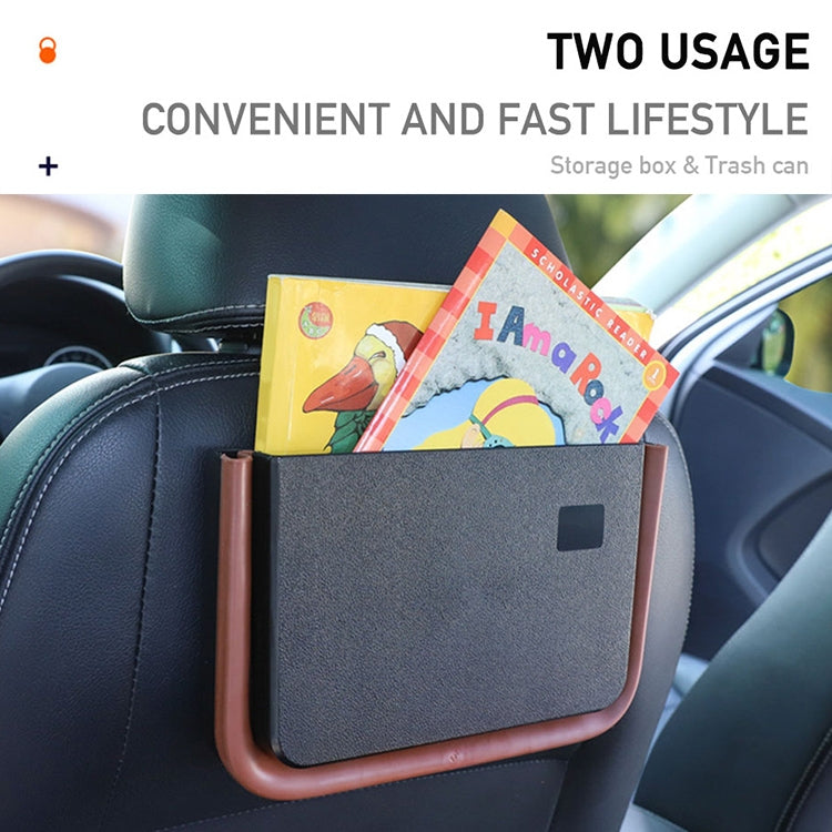 929 Car Foldable Hanging Trash Can Storage Bin with Small Table, with Small Table Black, with Small Table Beige