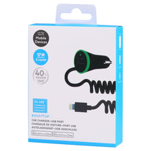 Load image into Gallery viewer, 17W 3.4A Mini USB Car Charger with 8 Pin Spring Cable, 8 Pin