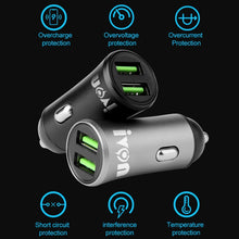 Load image into Gallery viewer, IVON CC26 5V 2.1A Dual USB Port Mini Car Charger, CC26 Black, CC26 Grey