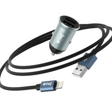 Load image into Gallery viewer, IVON CC37 15W 3.1A Dual USB Mini Car Charger + 1m USB to 8 Pin Fast Charge Data Cable Set, 8 Pin