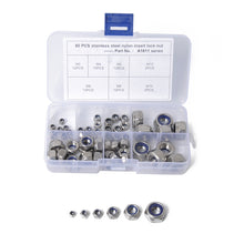 Load image into Gallery viewer, 60 PCS Car 304 Stainless Steel Lock Nuts Nylon Insert Locknut Kit M3-M10, 60 PCS