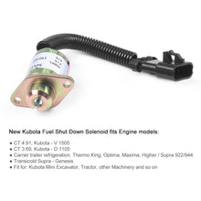 Load image into Gallery viewer, Excavator Fuel Shutdown Shut Off Solenoid Valve for Kubota V1505 R90 1503ES-12A5UC9S, For Kubota V1505