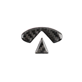 2 PCS Car Carbon Fiber Steering Wheel Logo Decorative Sticker for Infiniti Q50 / Q60 2014-2020, Steering Wheel Logo