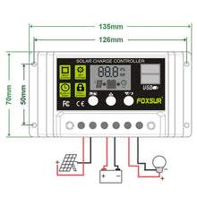 Load image into Gallery viewer, FOXSUR 10A Solar Charge Controller 12V / 24V Automatic Identification Controller, 10A