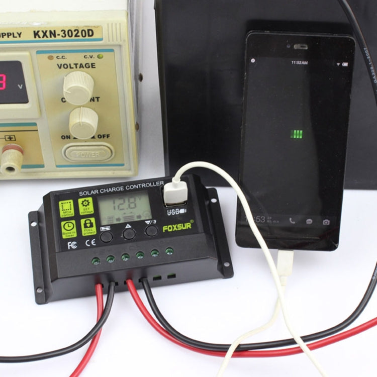 FOXSUR 10A Solar Charge Controller 12V / 24V Automatic Identification Controller, 10A