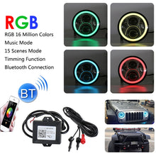 Load image into Gallery viewer, 2 PCS 7 inch DC12V 6000K-6500K 50W Car LED Headlight Cree Lamp Beads for Jeep Wrangler / Harley, Support APP + Bluetooth Control, DC12V 6000K-6500K 50W