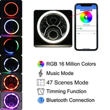 Load image into Gallery viewer, 2 PCS 7 inch DC12V 6000K-6500K 50W Car LED Headlight Cree Lamp Beads for Jeep Wrangler / Harley, Support APP + Bluetooth Control, DC12V 6000K-6500K