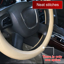 Load image into Gallery viewer, Universal Car Genuine Leather Pinhole Steering Wheel Cover, Diameter: 38cm