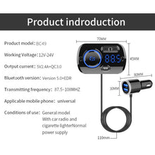 Load image into Gallery viewer, BC49BQ Car Digital Radio Receiver Bluetooth MP3 Player FM Transmitter Voice Assistant QC3.0 Quick Charger, BC49BQ