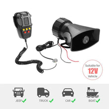 Load image into Gallery viewer, HW-1006B 12V 100W 125dB 5-tone Car Electric Alarm Air Horn Siren Speaker 5 Sound Tone Super Loud with Mic, HW-1006B