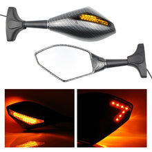 Load image into Gallery viewer, Motorcycle Modified Rear View Mirror Set with Light for Kawasaki, MB-MR021-BK, Carbon Fiber Black