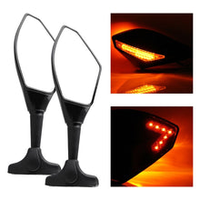 Load image into Gallery viewer, Motorcycle Modified Rear View Mirror Set with Light for Kawasaki, MB-MR021-BK, Carbon Fiber Black