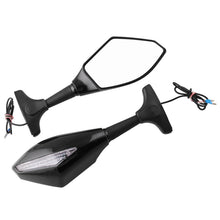 Load image into Gallery viewer, Motorcycle Modified Rear View Mirror Set with Light for Kawasaki, MB-MR021-BK, Carbon Fiber Black
