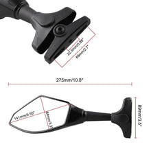 Load image into Gallery viewer, Motorcycle Modified Rear View Mirror Set with Light for Kawasaki, MB-MR021-BK, Carbon Fiber Black