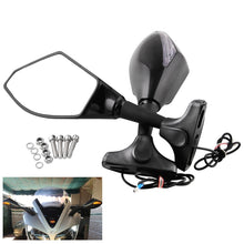 Load image into Gallery viewer, Motorcycle Modified Rear View Mirror Set with Light for Kawasaki, MB-MR021-BK, Carbon Fiber Black