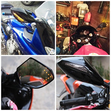 Load image into Gallery viewer, Motorcycle Modified Rear View Mirror Set with Light for Kawasaki, MB-MR021-BK, Carbon Fiber Black