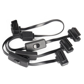 16PIN Car Ultra-thin OBD Diagnostic Extended Cable OBD2 Cable with Switch, 16PIN 3 in 1