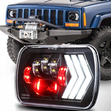 Load image into Gallery viewer, 2 PCS 5X7 inch Car Modified Red Background LED Square Headlamp for Jeep Wrangler, For Jeep Wrangler(5X7 inch)