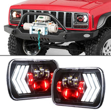Load image into Gallery viewer, 2 PCS 5X7 inch Car Modified Red Background LED Square Headlamp for Jeep Wrangler, For Jeep Wrangler(5X7 inch)