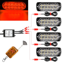 Load image into Gallery viewer, DC12V-24V / 18W 4 in 1 Front Grille Emergency Strobe Flash Warning Light Pickup 12LEDs Side Light Wireless Control 16 Modes