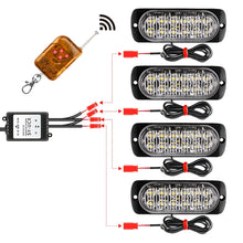 Load image into Gallery viewer, DC12V-24V / 18W 4 in 1 Front Grille Emergency Strobe Flash Warning Light Pickup 12LEDs Side Light Wireless Control 16 Modes