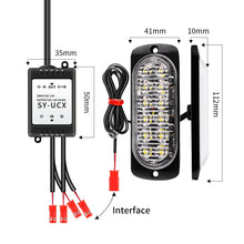 Load image into Gallery viewer, DC12V-24V / 18W 4 in 1 Front Grille Emergency Strobe Flash Warning Light Pickup 12LEDs Side Light Wireless Control 16 Modes