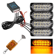 Load image into Gallery viewer, DC12V-24V / 18W 4 in 1 Front Grille Emergency Strobe Flash Warning Light Pickup 12LEDs Side Light Wireless Control 16 Modes