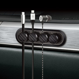 Car Carbon Fiber Magnetic Clamp Cable Storage Box Creative Desktop Hub Organizer, Desktop Hub Organizer