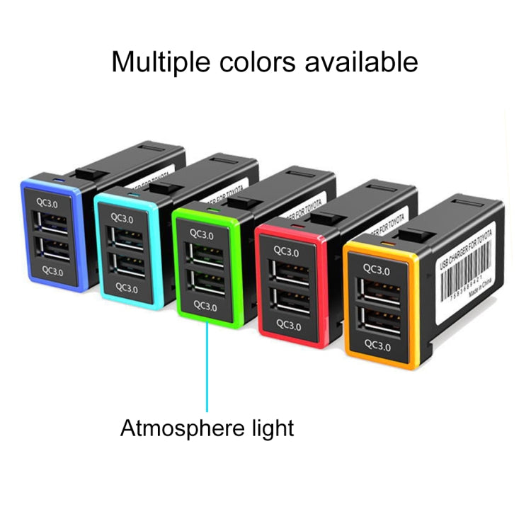 Car QC3.0 Fast Charge USB Interface Modification Charger for Toyota, Fuse to Take Power, Fuse (Red Light), Fuse (Ice Blue Light), Fuse (Blue Light), Fuse (Green Light), Fuse (Orange Light)