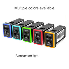Load image into Gallery viewer, Car QC3.0 Fast Charge USB Interface Modification Charger for Toyota, Fuse to Take Power, Fuse (Red Light), Fuse (Ice Blue Light), Fuse (Blue Light), Fuse (Green Light), Fuse (Orange Light)