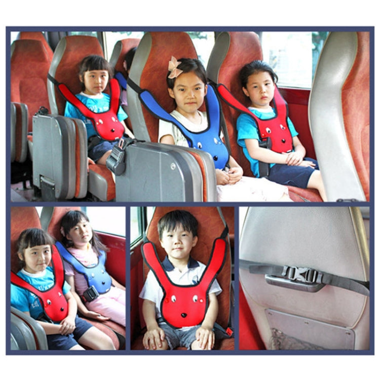 Car Child Rabbit Double Shoulder Seat Belt Adjuster, Blue, Red
