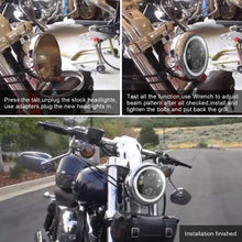 Load image into Gallery viewer, EagleVision DC9-30V 35W 6000K 4000LM 5.75 inch Round Motorcycle LED Headlight with Angel Eye for Harley-Davidson, 5.75 inch with Angel Eye