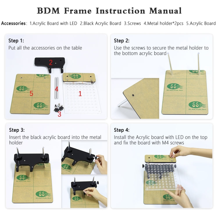 Car LED BDM Frame Holder BDM ECU Brush Test Stand with 4 Probe Pens, US Plug, BDM ECU Brush Test Stand