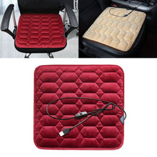 Load image into Gallery viewer, Car USB Seat Heater Cushion Warmer Cover Winter Heated Warm Mat, Style: Square, Square (Black), Square (Coffee), Square (Beige), Square (Red)