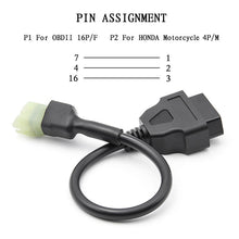 Load image into Gallery viewer, Motorcycle OBD 16PIN Female to 4PIN Connector Cable for Honda, 16PIN to 4PIN