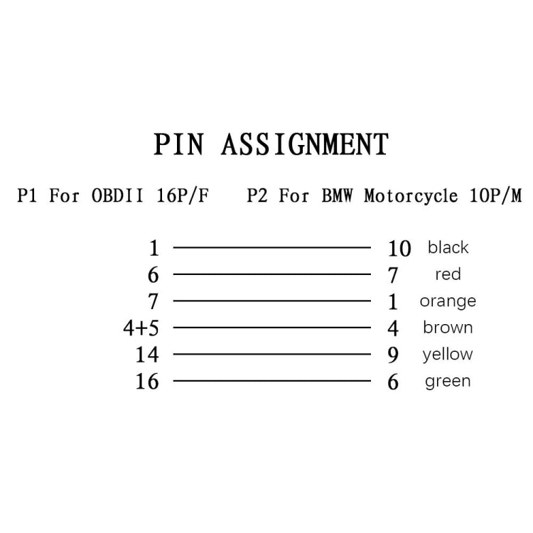 Motorcycle OBD Cable 10PIN to 16PIN Connector Cable for BMW, For BMW