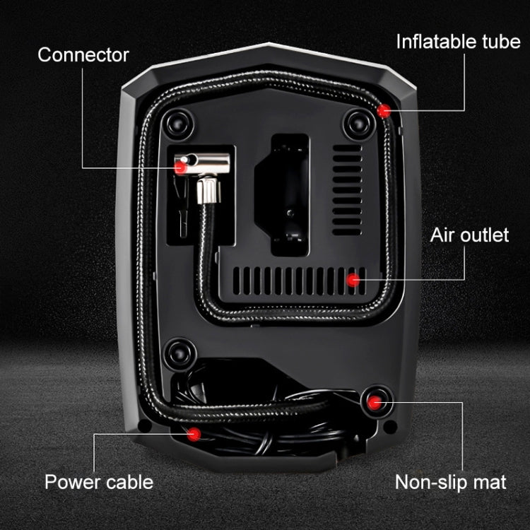 Car 12V Portable Inflatable Cylinder Pedal Pointer Air Pump with Light, Pointer