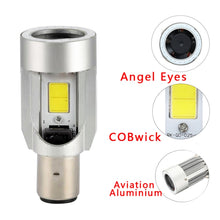 Load image into Gallery viewer, BA20D DC12-80V / 20W / 6000K / 2000LM Motorcycle Headlight with Angel Eyes, BA20D, BA20D (Blue), BA20D (Red)