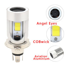 Load image into Gallery viewer, H4 DC12-80V / 20W / 6000K / 2000LM Motorcycle Headlight with Angel Eyes, H4, H4 (Blue), H4 (Red)
