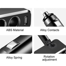 Load image into Gallery viewer, SHUNWEI SD-1909 80W 0.8A Car 2 in 1 USB Charger 90 Degree Free Rotation Cigarette Lighter, SD-1909 (Black), SD-1909