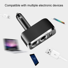 Load image into Gallery viewer, SHUNWEI SD-1909 80W 0.8A Car 2 in 1 USB Charger 90 Degree Free Rotation Cigarette Lighter, SD-1909 (Black), SD-1909