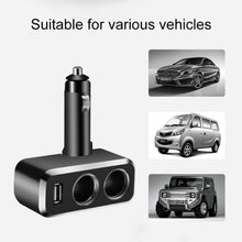 Load image into Gallery viewer, SHUNWEI SD-1909 80W 0.8A Car 2 in 1 USB Charger 90 Degree Free Rotation Cigarette Lighter, SD-1909 (Black), SD-1909
