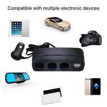 Load image into Gallery viewer, SHUNWEI SD-1938 120W 3A Car 3 in 1 Dual USB Charger Cigarette Lighter with Atmosphere Light, SD-1938 (Black), SD-1938