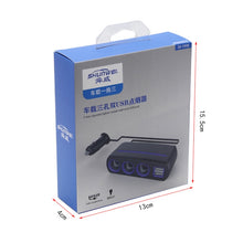 Load image into Gallery viewer, SHUNWEI SD-1938 120W 3A Car 3 in 1 Dual USB Charger Cigarette Lighter with Atmosphere Light, SD-1938 (Black), SD-1938