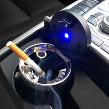 Load image into Gallery viewer, Portable Car Stainless Steel Liner Cigarette Ashtray with Light, with Stainless Steel Liner